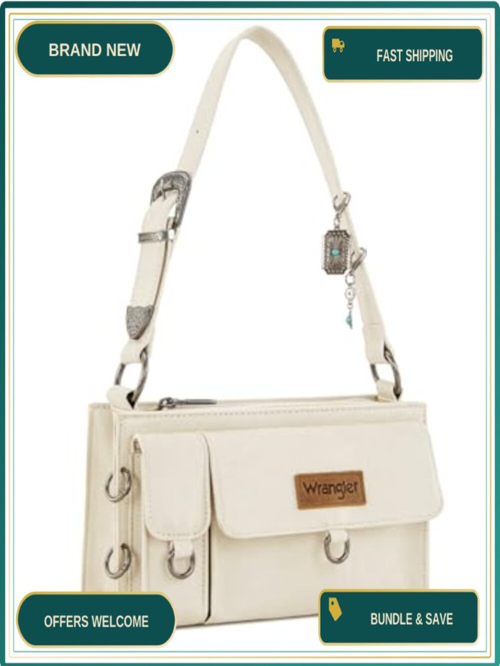 Wrangler Y2K Western Mini Shoulder Bag with Detachable Charms